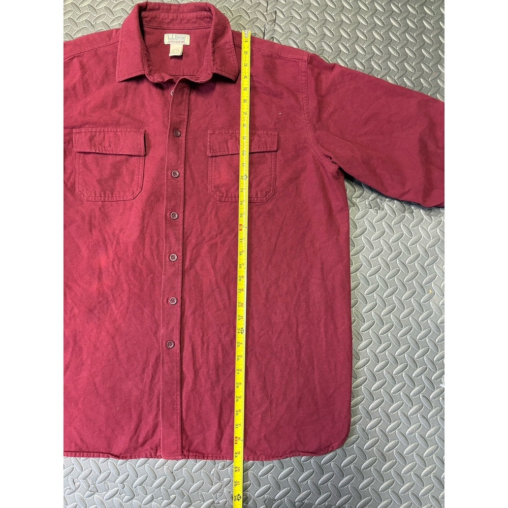 LL Bean Chamois Cloth Shirt Mens XXL Tall Burgundy Heavyweight Flannel 187924 - Picture 3 of 4